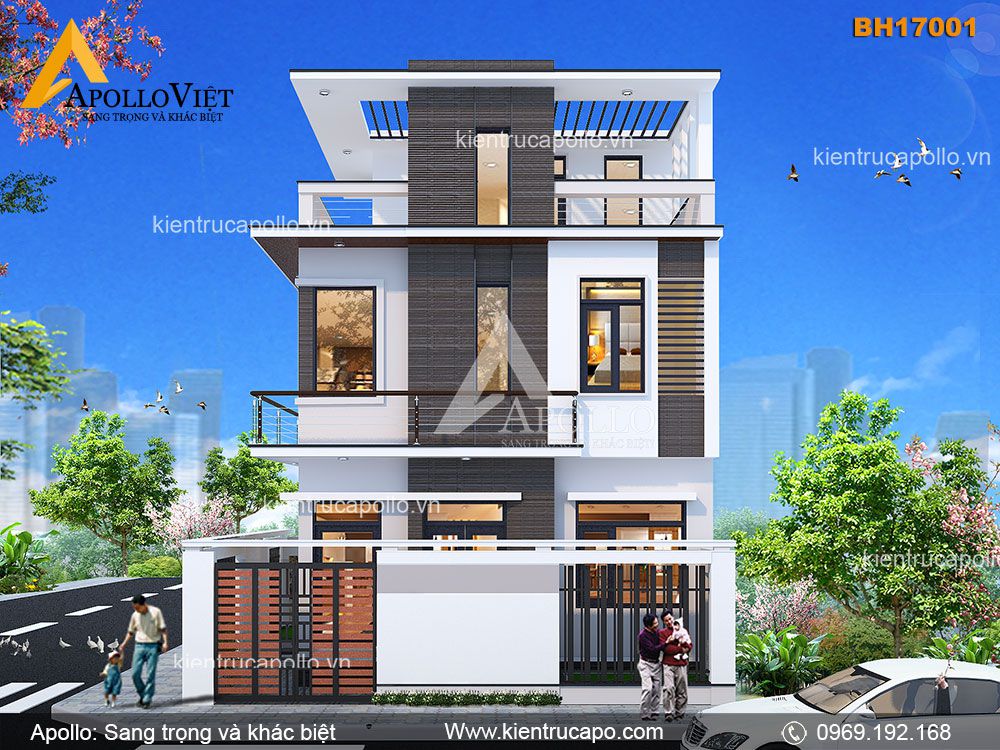 Mẫu biệt thự hiện đại 3 tầng đẹp (BH17001)